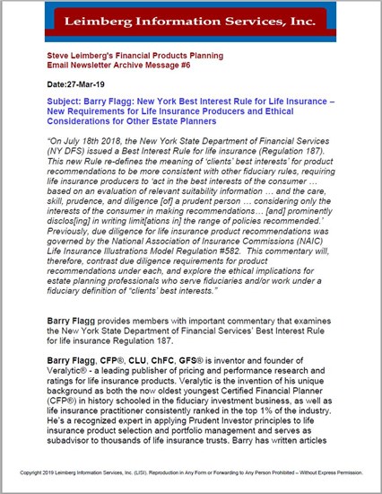 Ethical Implications of NY DFS Reg 187 for Estate Planners courtesy of LISI